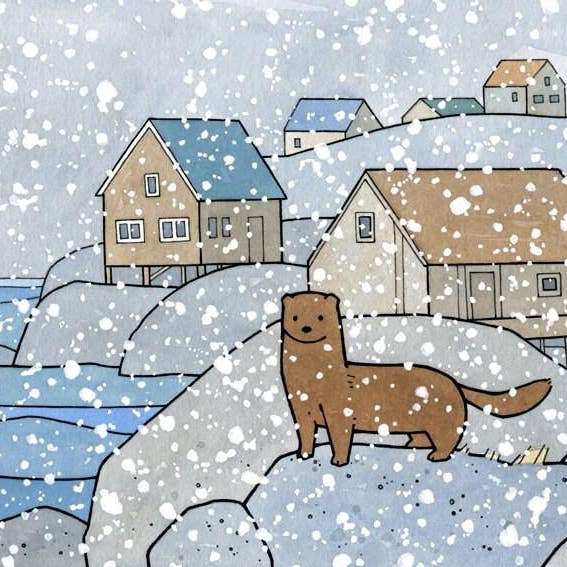 Studio Tuesday - Venta al por mayor Ilustración - Impresión de arte animal lindo de visón, ilustración de la costa nevada1