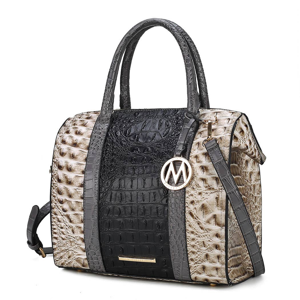 MKF Collection - Venta al por mayor Bolso con correa - Mujer - Bolso Ember de piel vegana con estampado de cocodrilo sintético para mujer13