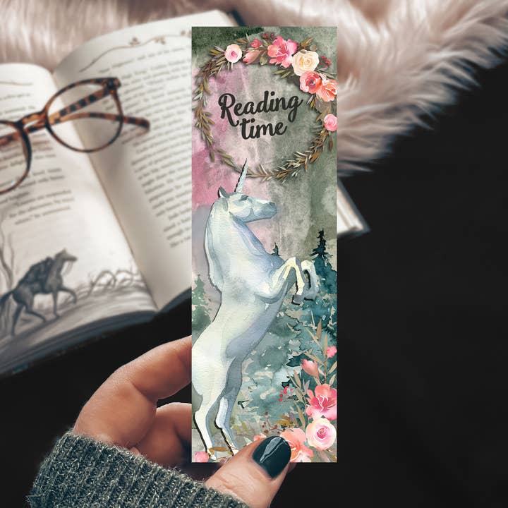 Unicorn Floral Bookmark for wholesale by Mirkwood Scribes