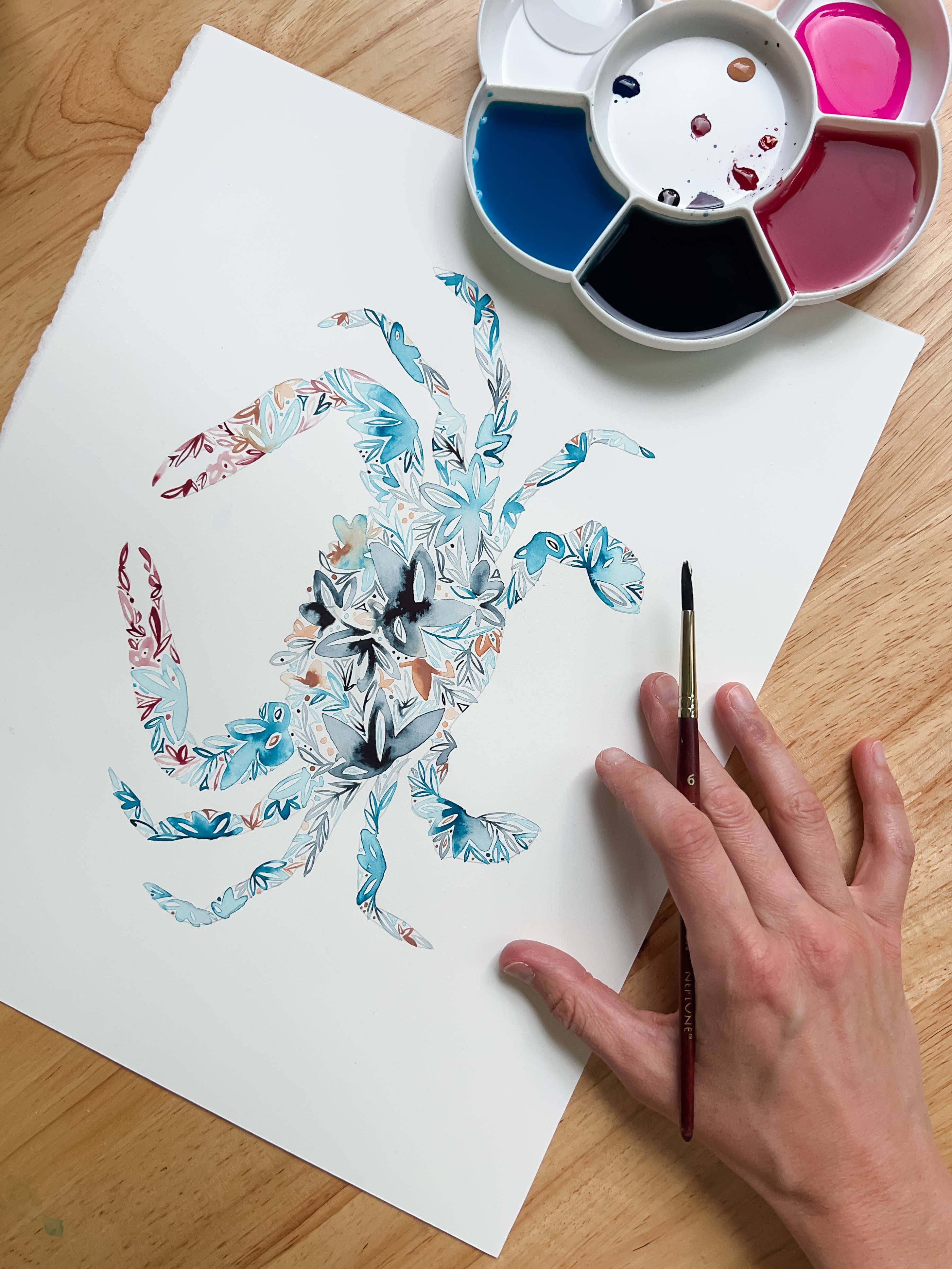 Amanda Klein Co. - Wholesale Tea Towel - Blue Crab Flour Sack Tea Towel7