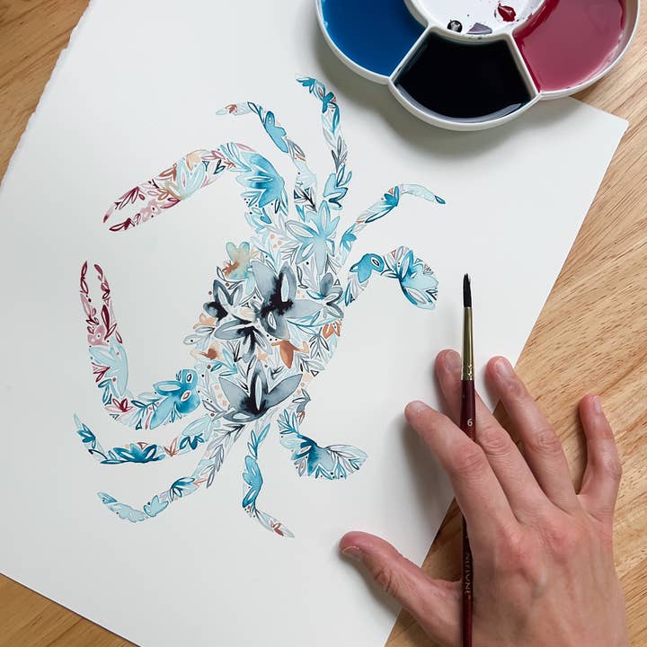 Amanda Klein Co. - Wholesale Tea Towel - Blue Crab Flour Sack Tea Towel7