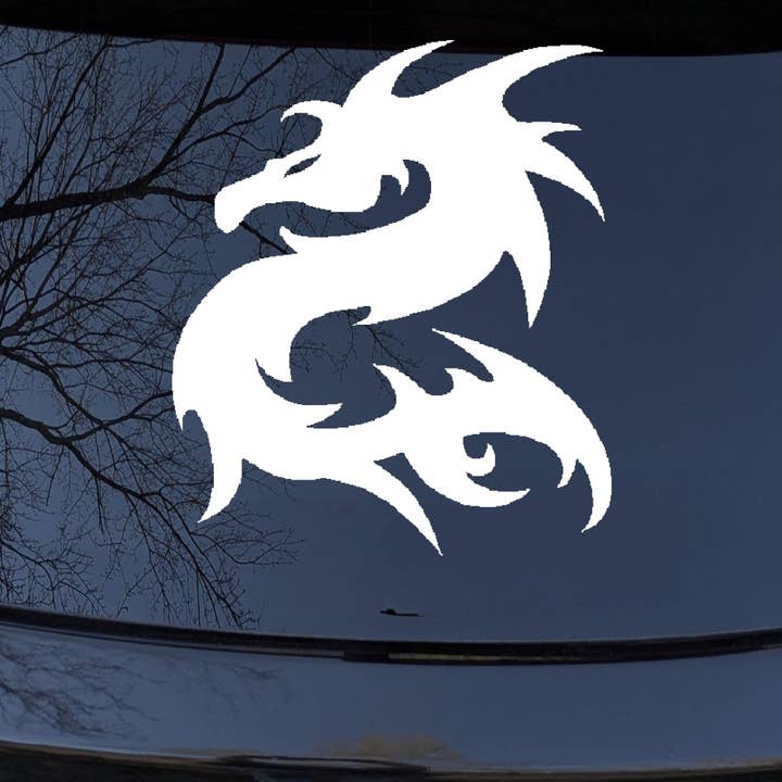 Tribal Dragon Car Window Vinyl Decal Sticker 4in X 4.7in for wholesale by Rad Dezigns