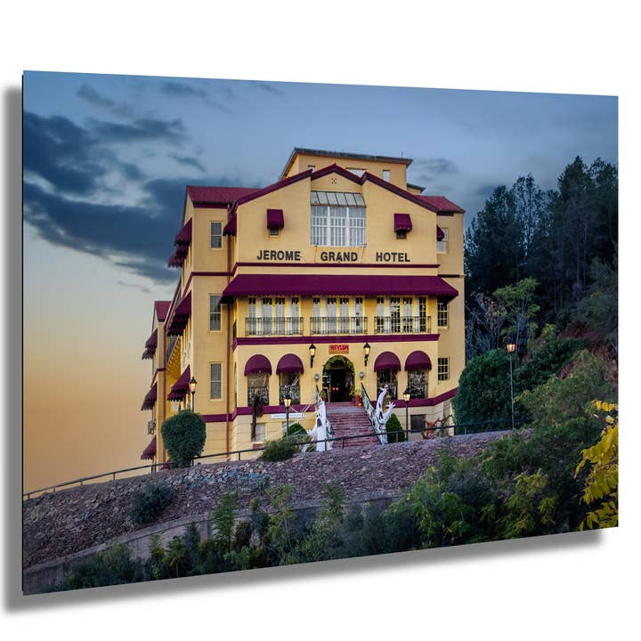 Haunted History: Jerome Grand Hotel Landscape Wall Art Arizona Ghost Town Metal Acrylic Print Photography for wholesale by Images By Cheri