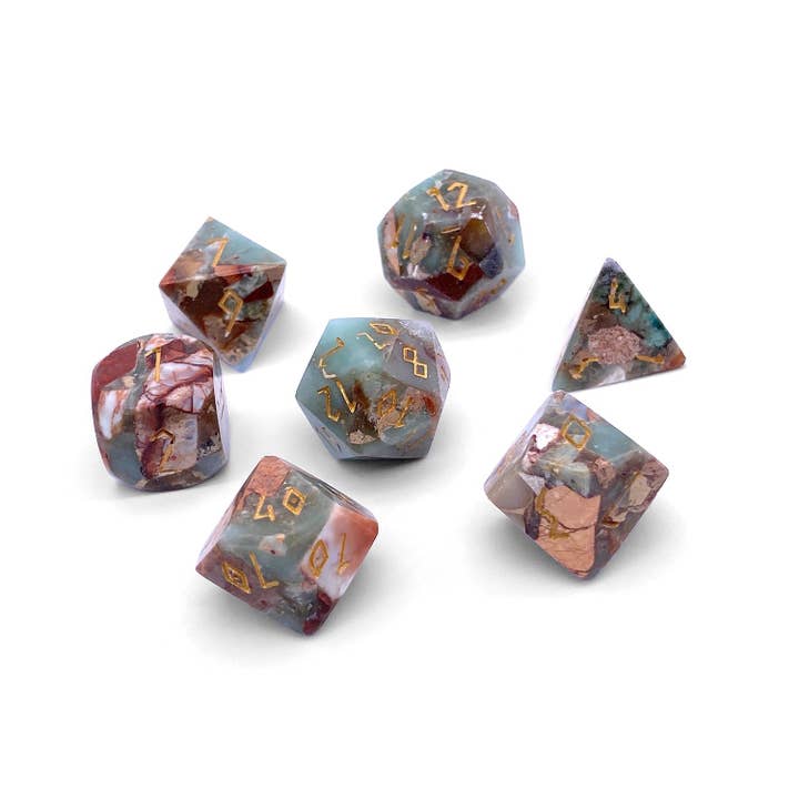 Snake Skin Imperial Jasper - 7 Piece RPG Set TruStone Dice for wholesale by Norse Foundry