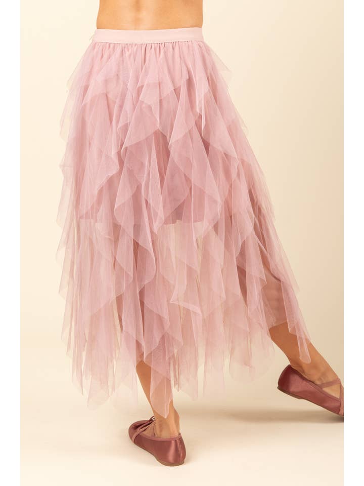 VERY J - Wholesale Rok - Dames - VERY J Barbie gelaagde tule midi-rok met waterval en elastische taille9