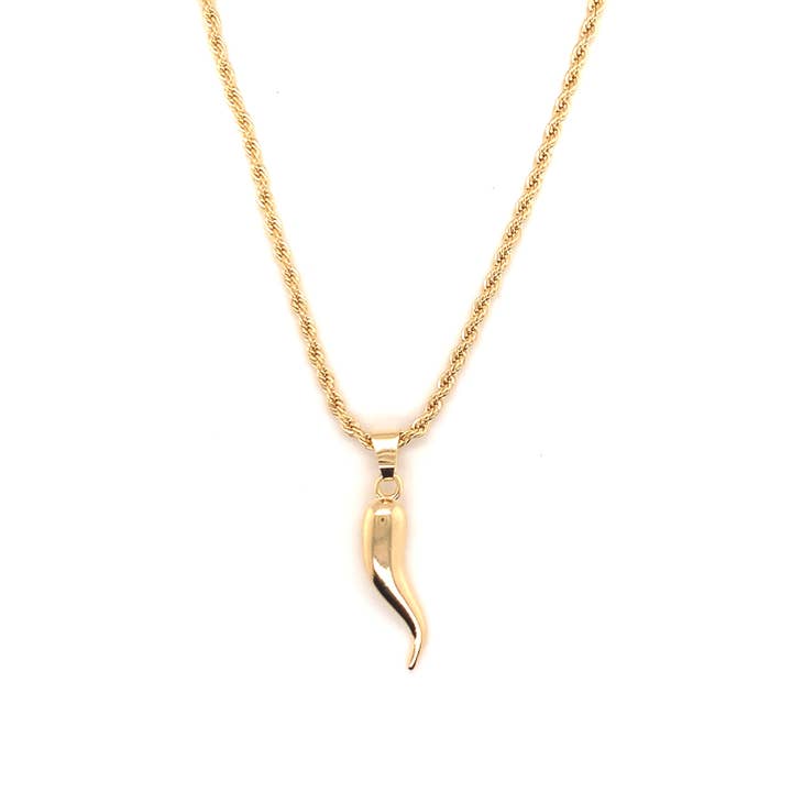 Mali Beads - Wholesale Pendant/Charm Necklace - Men’s Gold Filled Cornicello Charm Necklace – Italian Horn Pendant3