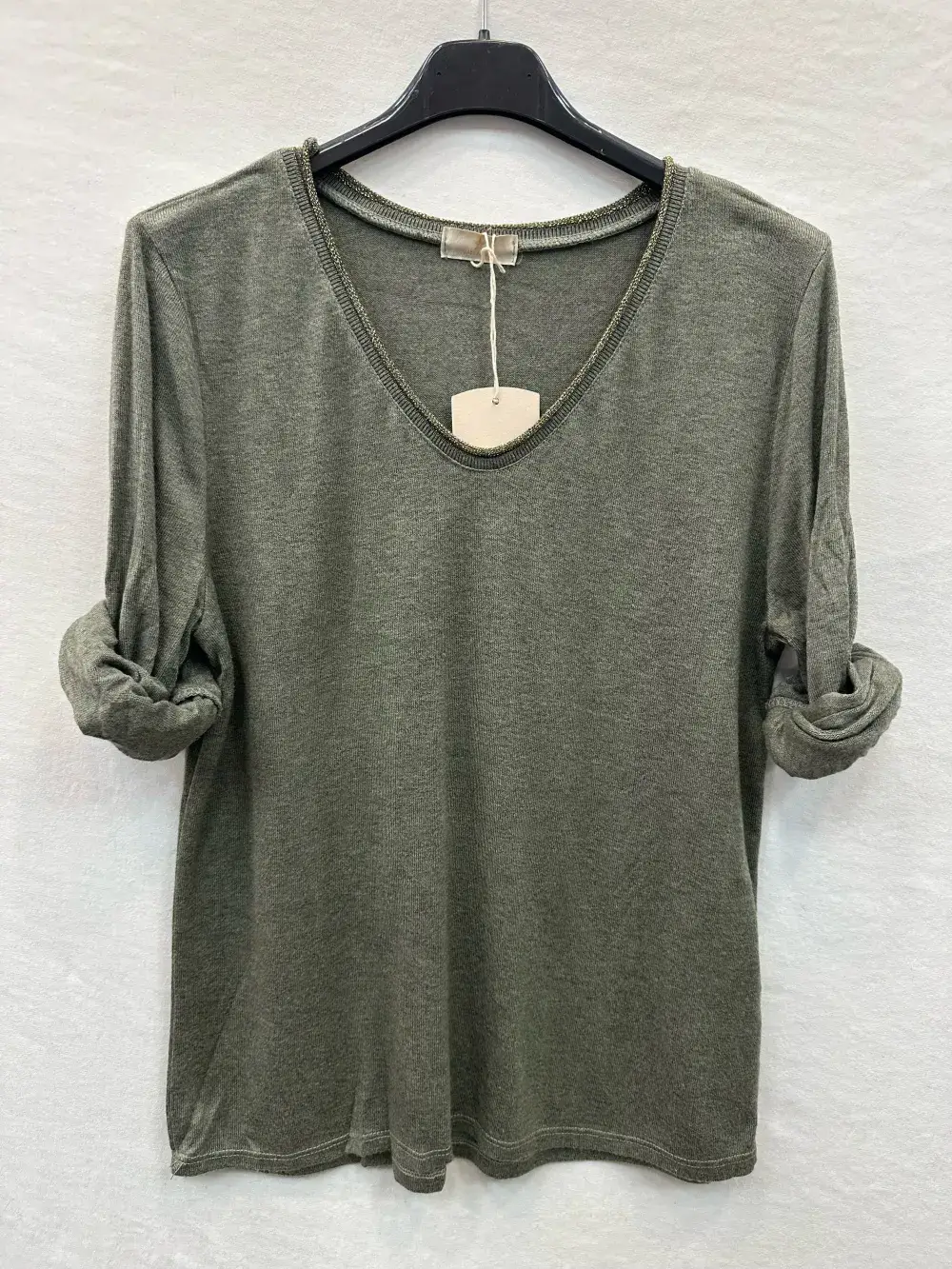 Mimi & Gogo - Wholesale Knit Top - Women's - Fine Knit Top With Lurex Collar @5611_HColLux3