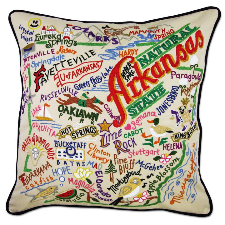 catstudio - Wholesale Throw/Decorative Pillow - Arkansas Hand-Embroidered Pillow