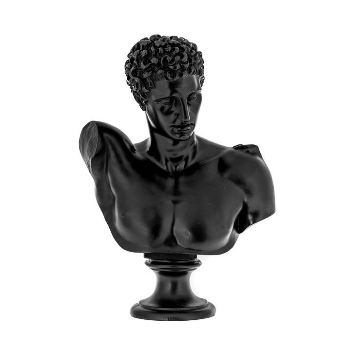 Statue en forme de tête d'Hermès, 31 cm/12,2", noire pour la vente par ARTIA LTD