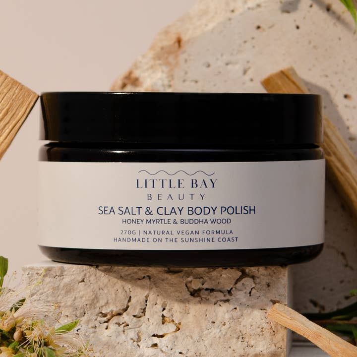 Body Polish Sea Salt & Clay Honey Myrtle & Buddha Wood 270gm for wholesale by Little Bay Beauty