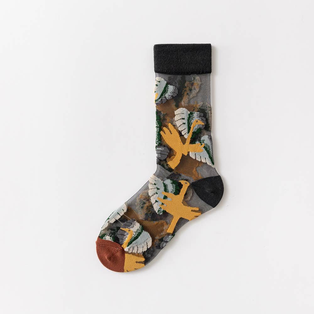 Tourtiwi - Wholesale Socks - Women's - Fruit Flower Animal Pattern Transparent Thin Summer Socks4