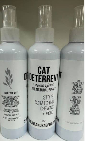 ERTH World Corp DBA Stone+Sage – Engroshandel Kæledyrsspray – Kat/hund – Krystalinfunderet katteafskrækningsspray Naturlig sikker træning3