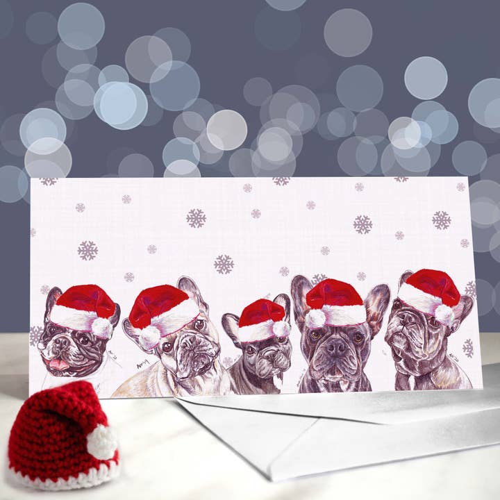 French Bulldog Christmas Cards - Festive Bulldog Card for wholesale by Amber Marie Studio