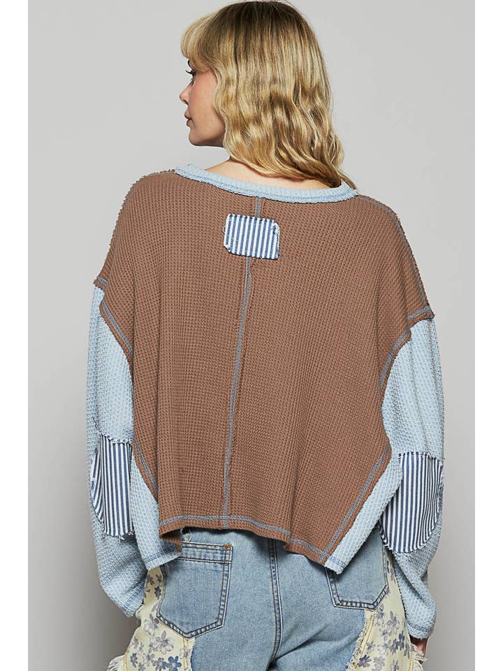 Pol Clothing - Wholesale Knit Top - Women's - Round neck wide sleeve thermal knit top SALE