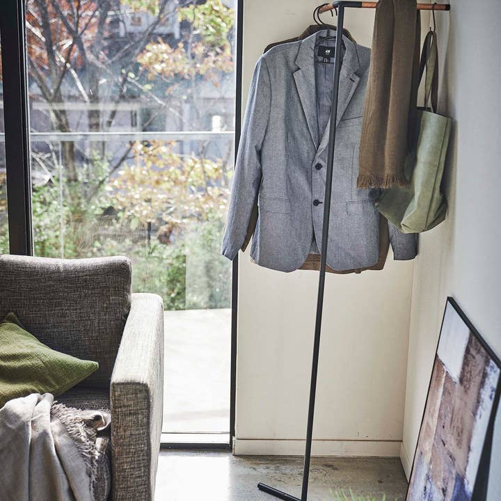 Yamazaki Home - Wholesale Coat Rack - Corner Leaning Coat Hanger - Steel + Wood11