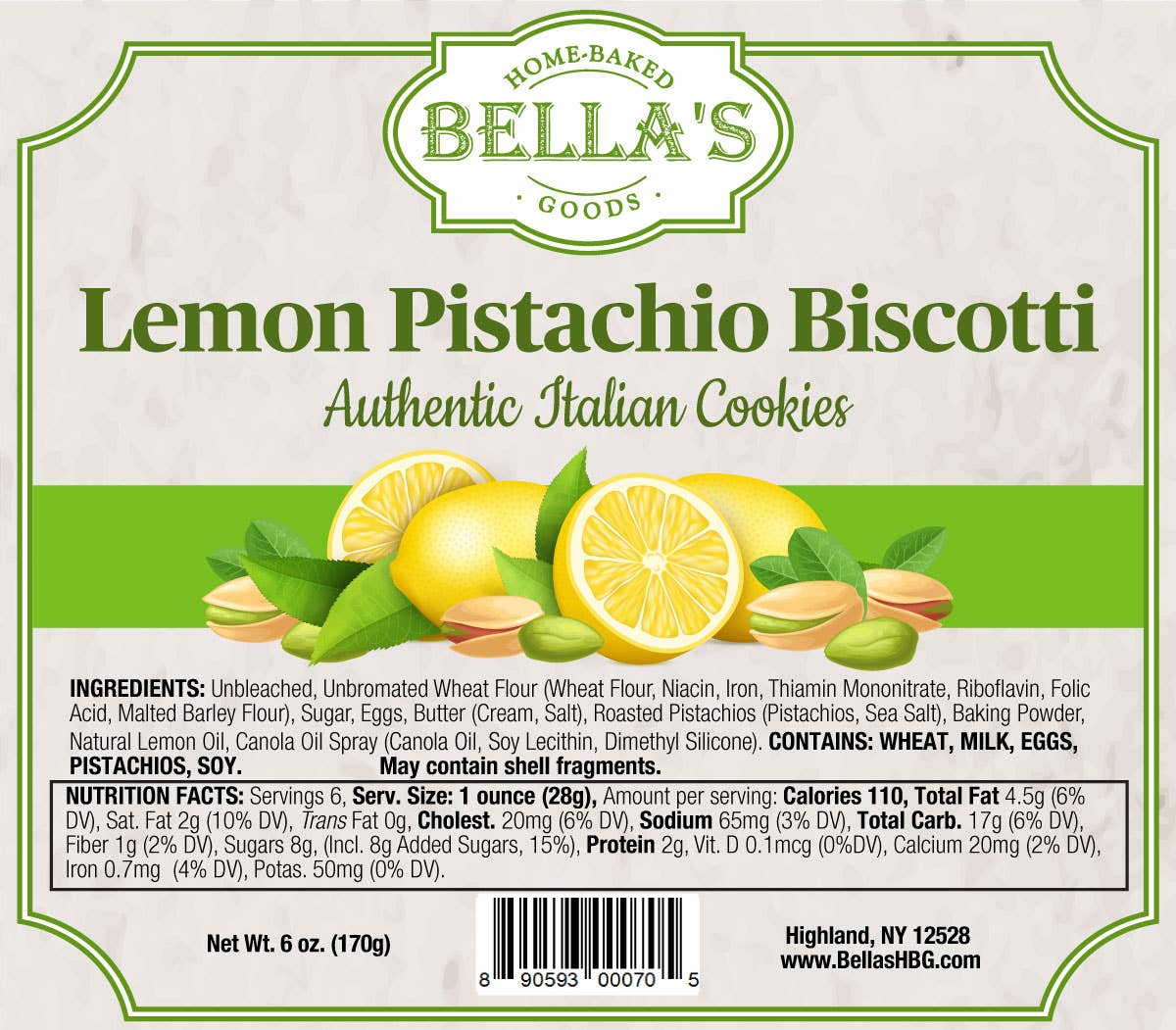 Bella's Home-Baked Goods - Wholesale Cookie - Lemon Pistachio Biscotti Box2