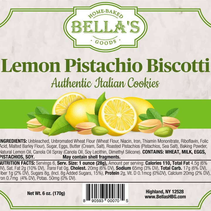 Bella's Home-Baked Goods - Wholesale Cookie - Lemon Pistachio Biscotti Box2