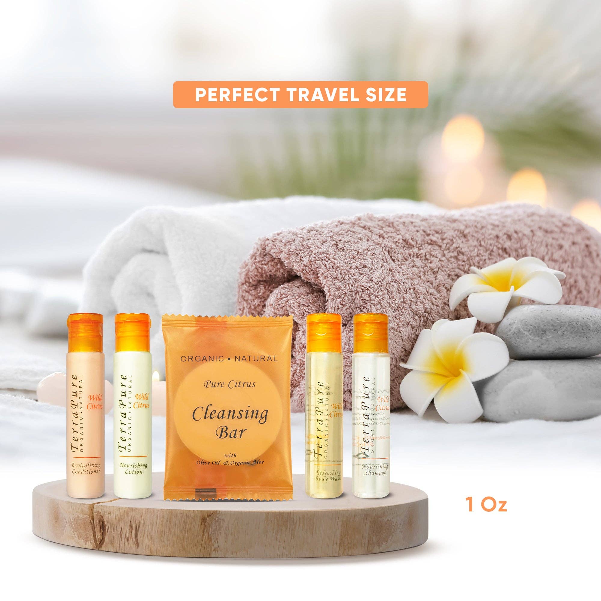 Diversified Hospitality Solutions - Wholesale Set met bad- en lichaamsproducten - Terra Pure Wild Citrus Hotel Formaat Toiletartikelen Set | All-In-Kit Voorzieningen Voor Hotels, Airbnb & Verhuur | 30 ml Hotel Shampoo & Conditioner, Douchegel, Lotion & 30 g Zeep | (300 stuks)4