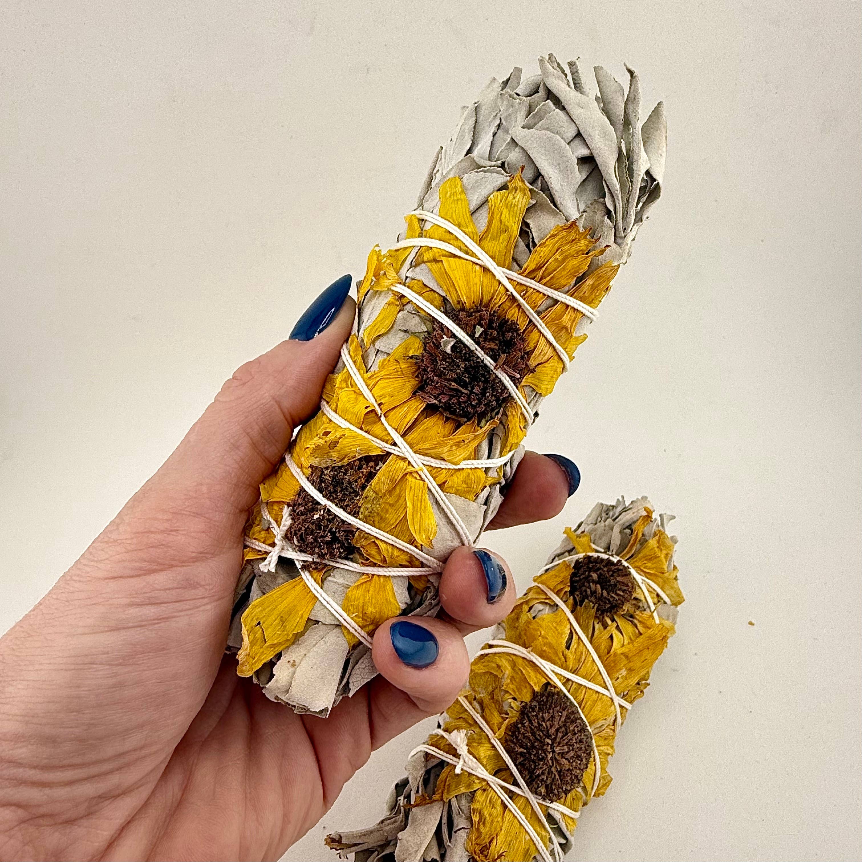 Liv Rocks - Wholesale Sage Bundle - Sunflower Sage Smudge Stick, Burn Wand1