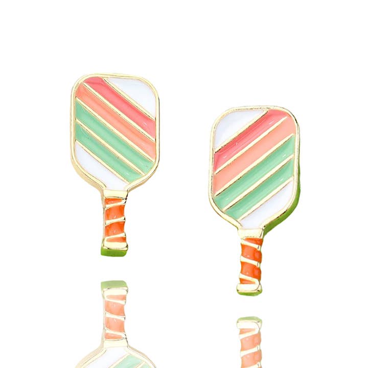 NY Jewelry House - Wholesale Stud/Post Earrings - Enamel Pickleball Paddle Stud Earrings