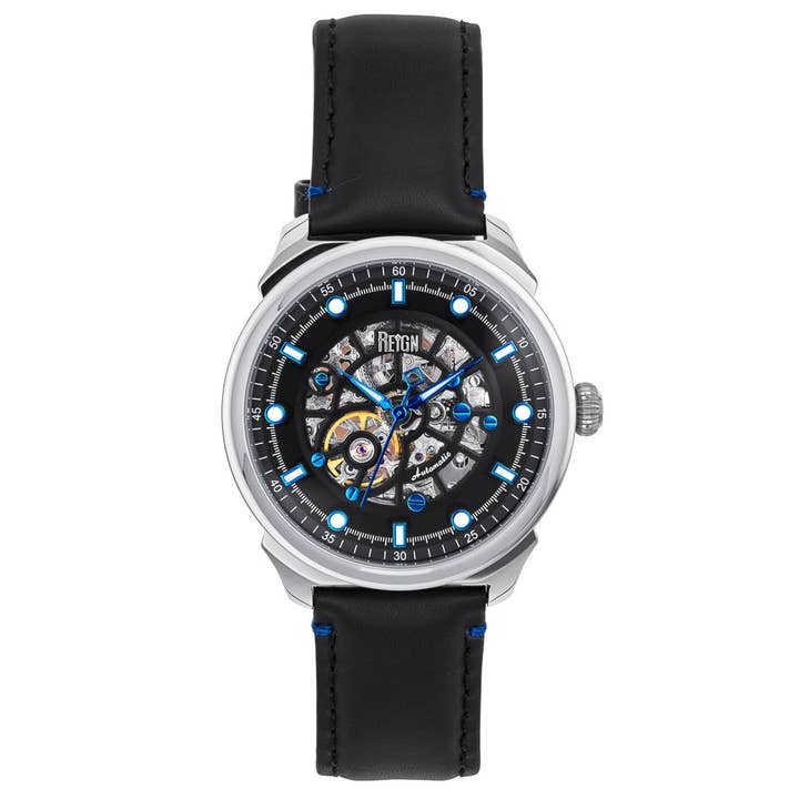 Reign – wholesale Wrist watch – Men's – Reign Weston Automatic Leather-Band Skeleton Watch