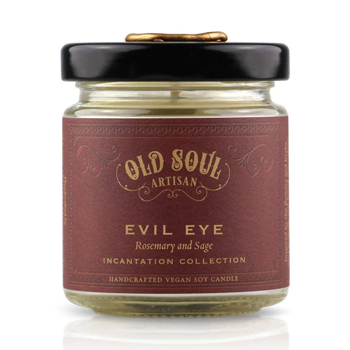 Vela de soja Evil Eye de 4 onzas, inspirada en el folclore de las hierbas para venta al por mayor de Old Soul Artisan