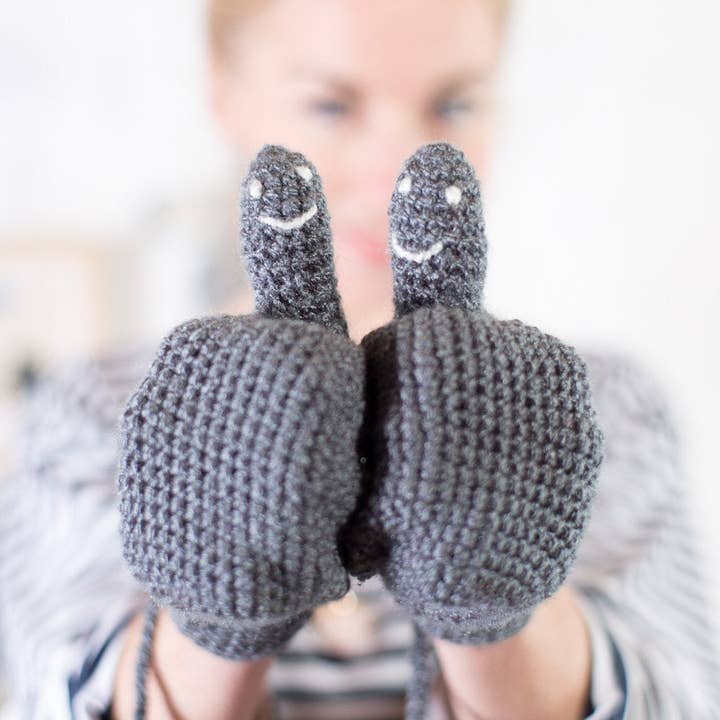 Handmade Hidden Smiley Face Mittens for wholesale by EKA