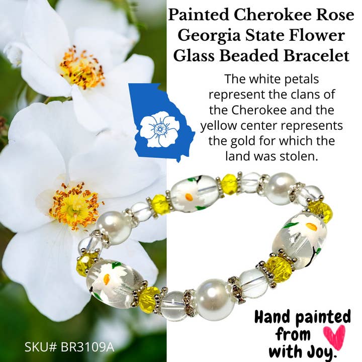 Bracelet en forme de fleur Cherokee Rose Georgia State pour la vente par Fiona Accessories