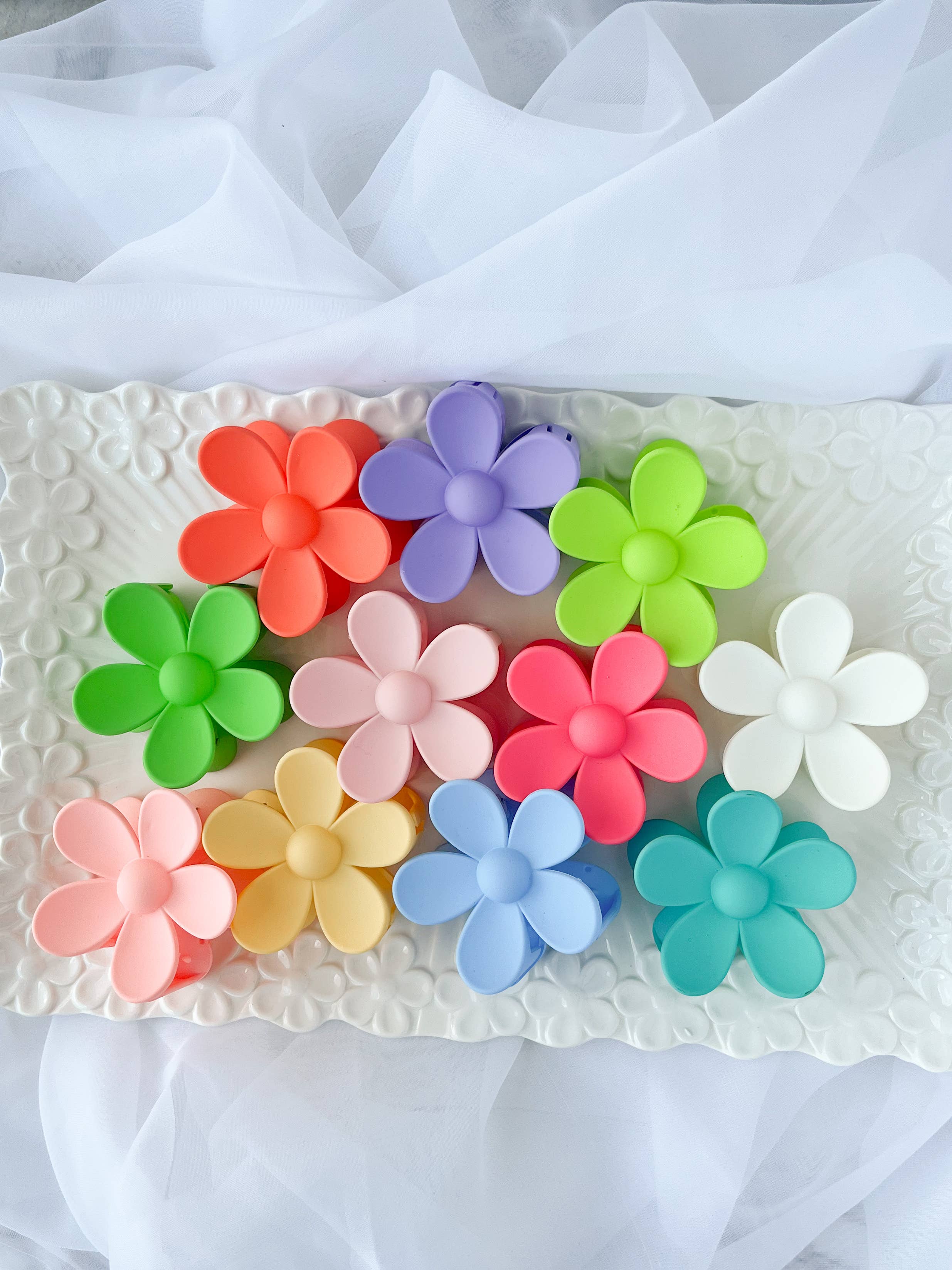 That's Sew Me - Wholesale Hair Clip - Women's - Pastel Flower Claw Clips, Retro Hair Flower Clips1