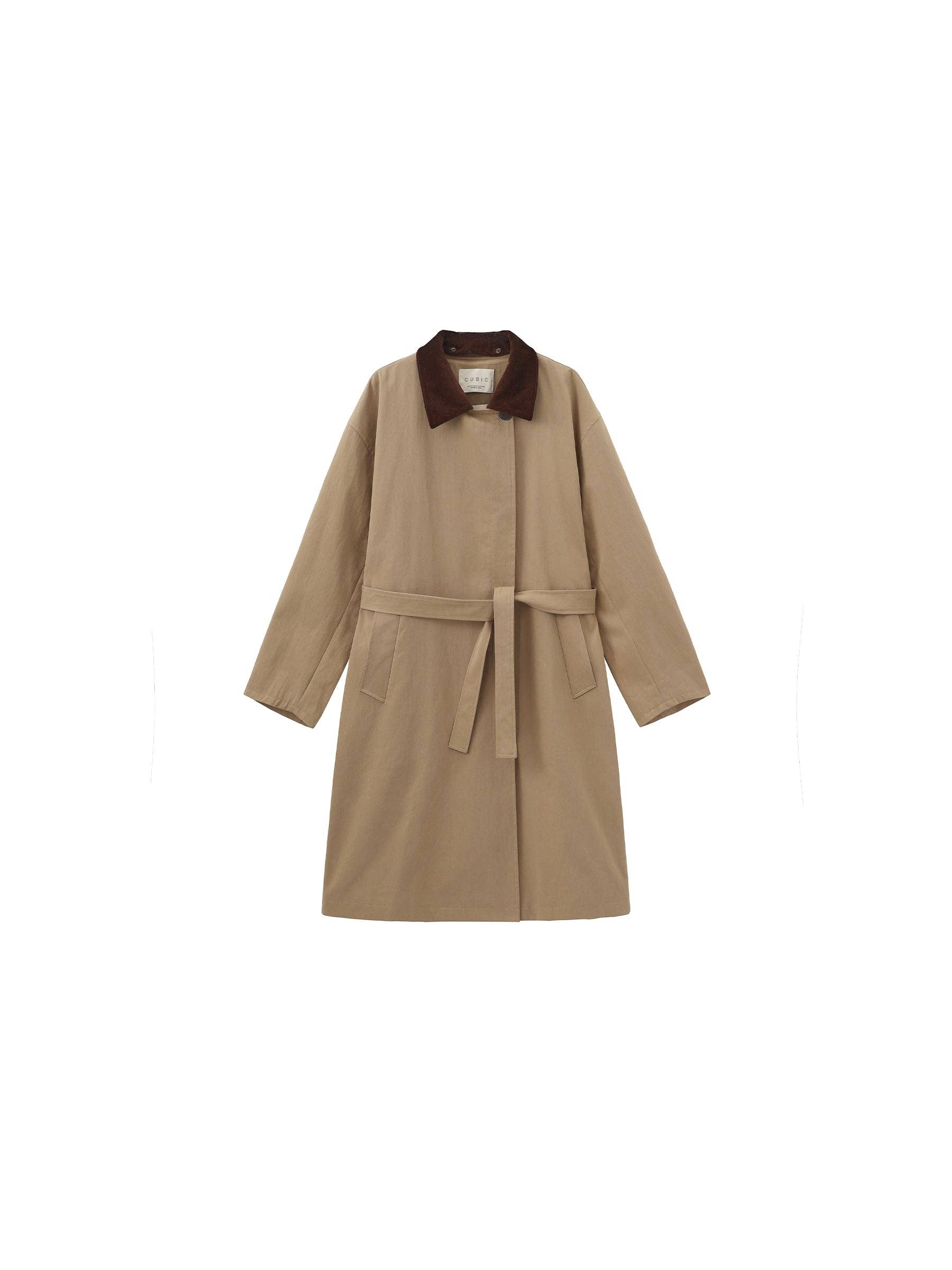 Caqui Gabardina clásica de línea larga con cuello clásico de venta al por mayor en Faire6