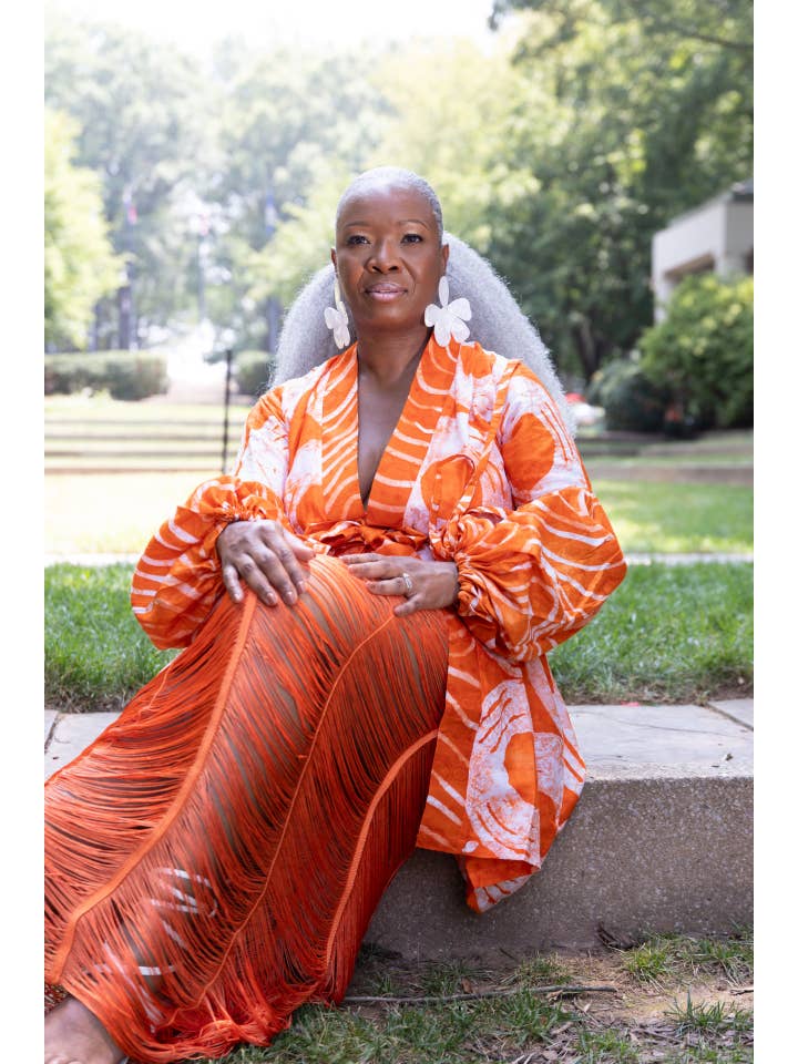 Besida - Wholesale Kimono - Women's - Mafarki Kimono Orange African Print Hand Dyed Jacket Robe3