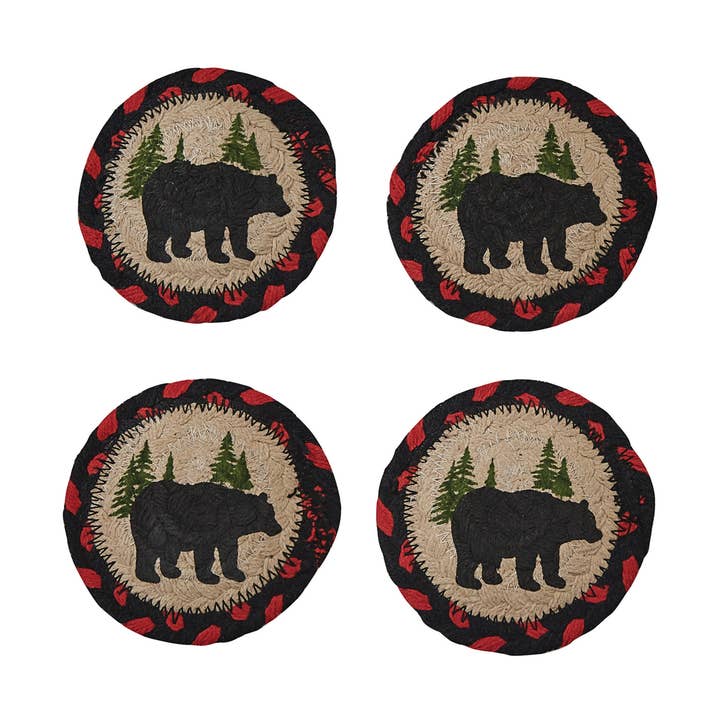 Red Black Bear Braided Coasters - Set Of 4 for wholesale on Faire
