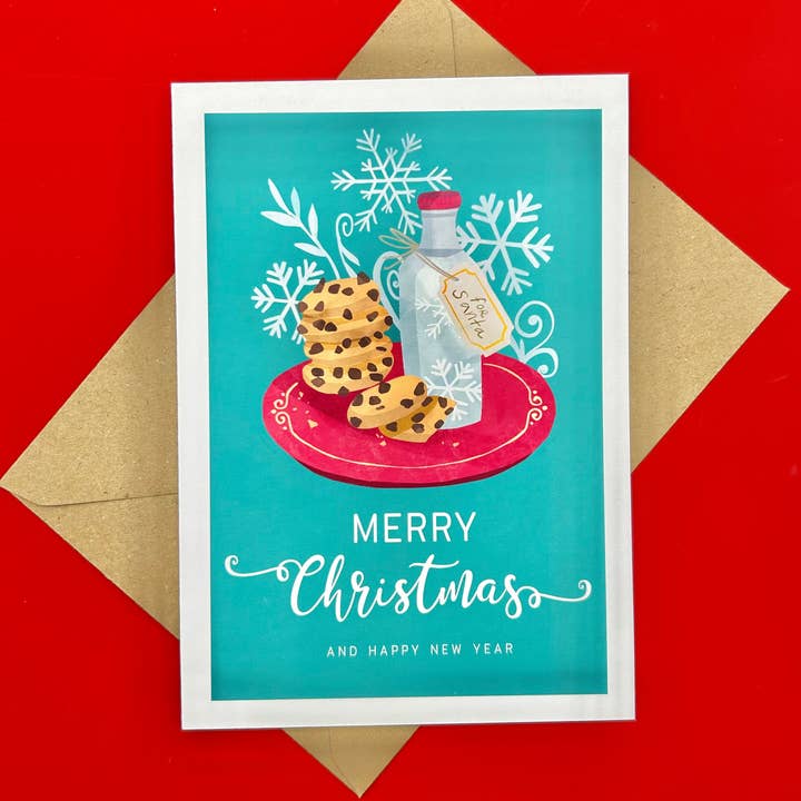 Milk & Cookies Christmas Card for wholesale by Swale Studios