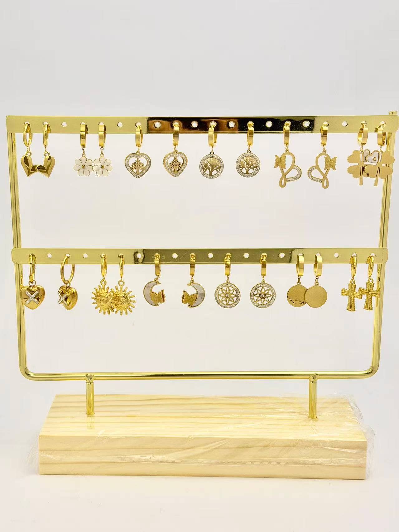 COSMOS - Wholesale Dangle Earrings - Set of 12 Pairs of Steel Earrings on Display0