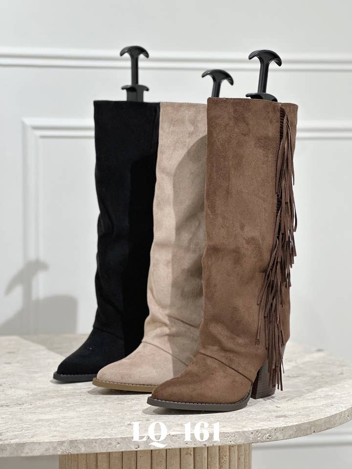 Western thigh-high boots in fringed suede LQ-161 for wholesale by Stephan Paris