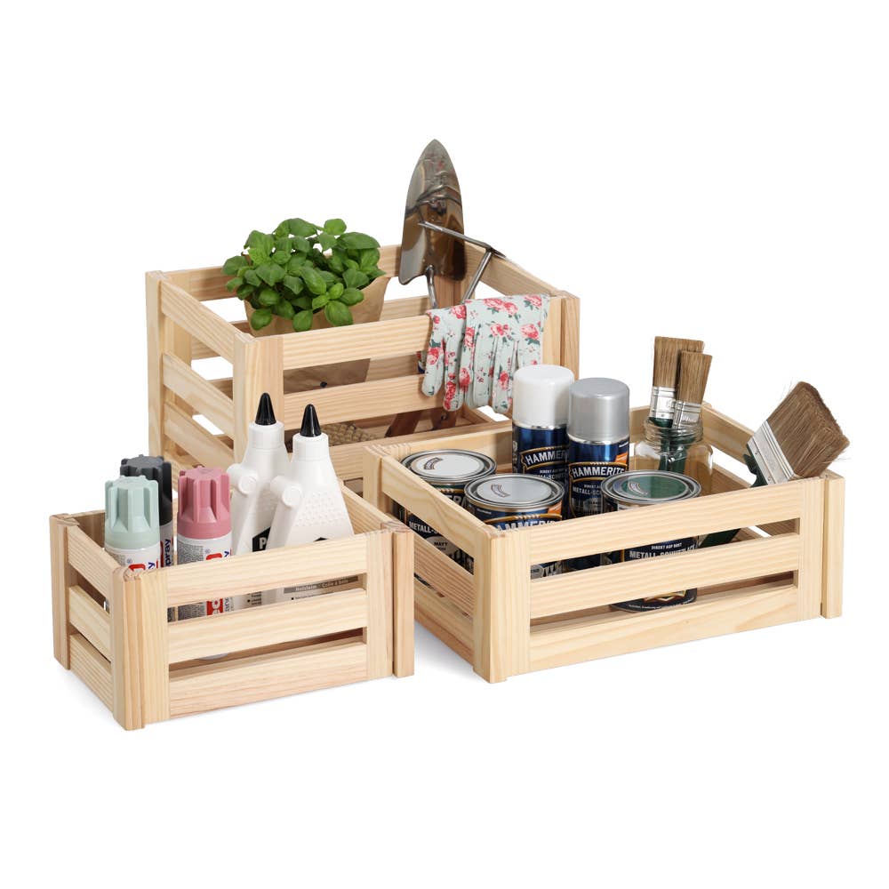 light brown Storage box 'Leisten', pine for wholesale on Faire6