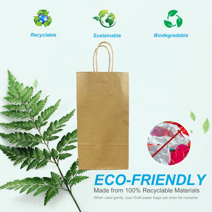 Kis Paper - Wholesale Wine Gift Bag - Double Wine 6.5x3.5x12.375 inches Kraft Paper Bags5