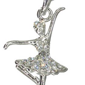 Dancing Ballerina in Ballet Dress with Rhinestones Necklace for wholesale by Nutcracker Ballet Gifts