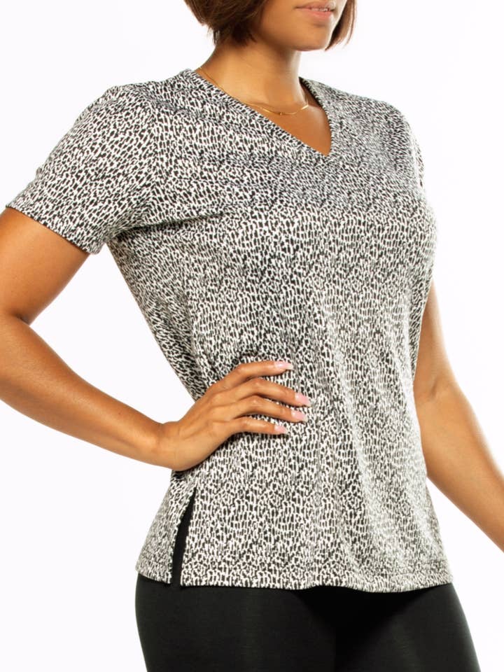 V Neck Tunic with slits for wholesale by Dai Moda