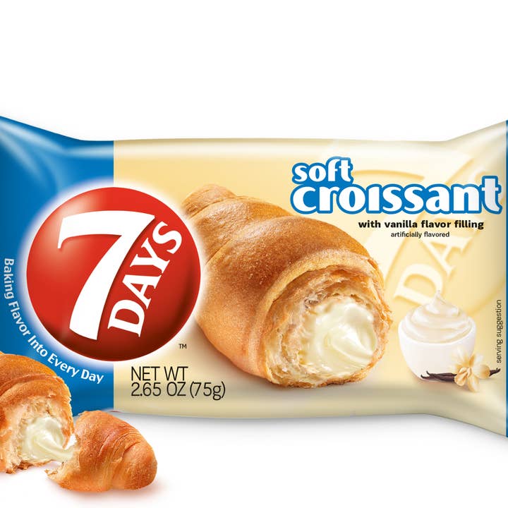 7days Snacks - Wholesale Cookie - Soft Croissant, Vanilla Filling (2.65 Ounce, Pack of 24)