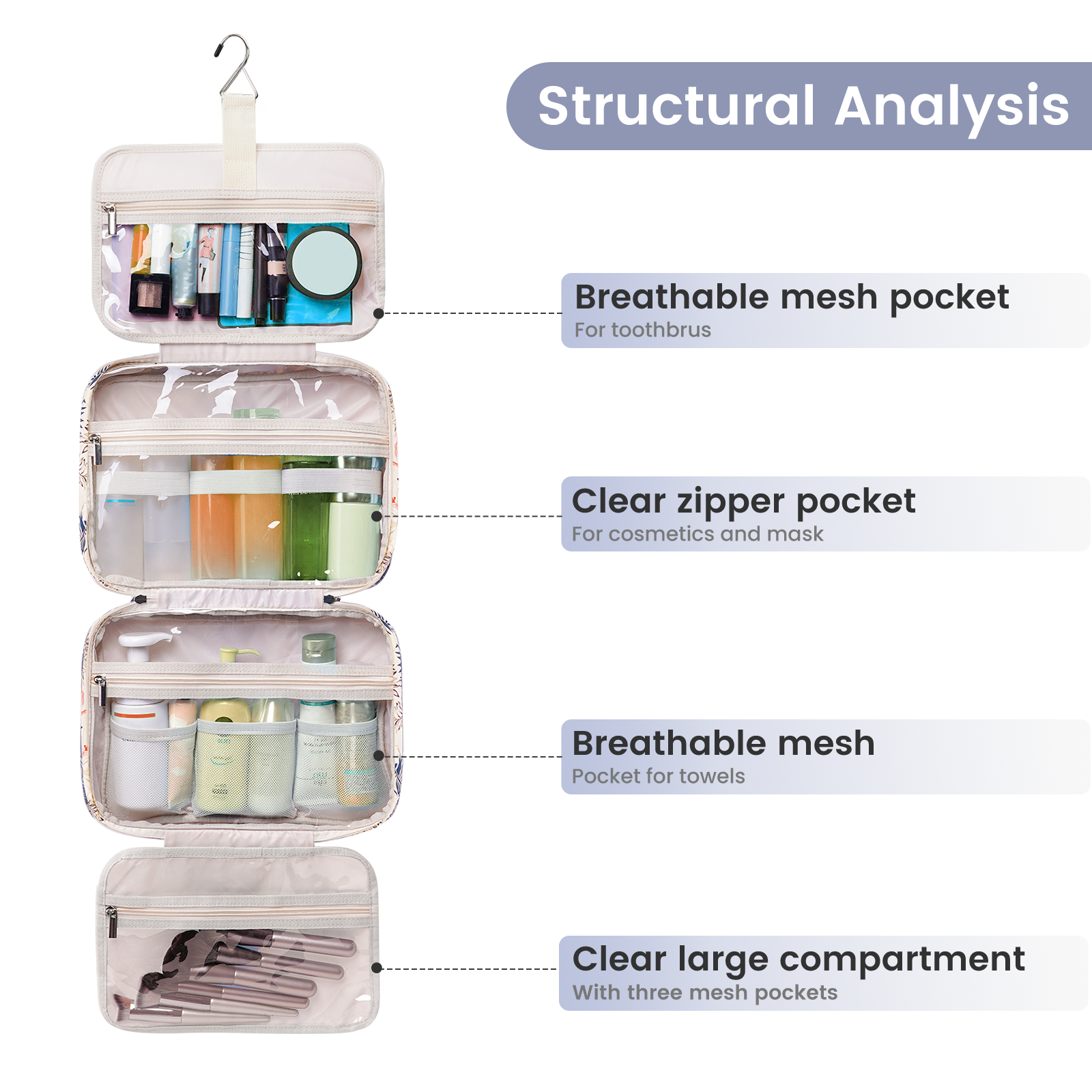 wandf - Wholesale Toiletry Bag - Women's - Large Capacity Waterproof Hanging Toiletry Bag Travel Bag59