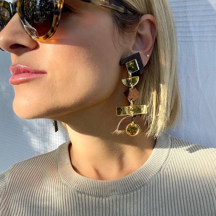 Christina Christi - Wholesale Dangle Earrings - Handmade Wooden Earrings Clip On, Dangle Earrings, Drop Earr5