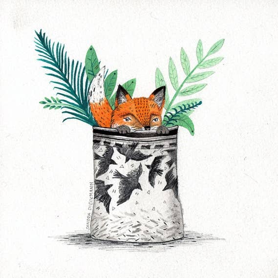 Fox Pot//Ondertekende print voor wholesale door Sandra Dieckmann