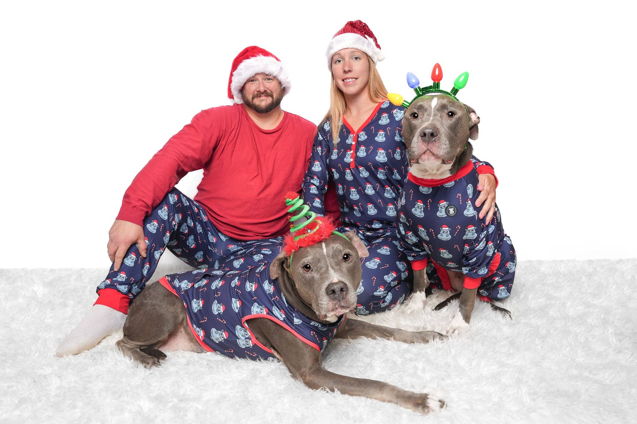 Pittie Clothing Co. - Wholesale Pet Pajamas - Dog - *PRE-ORDER* Holly Jolly Hippos Pit bull Pajamas3