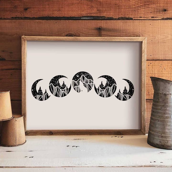 Impressão da fase da lua por atacado de Mountain Mornings