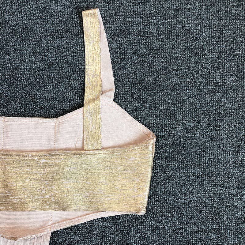 SY115 Gold Glamour Bandage Suspender Midi Skirt for wholesale on Faire11