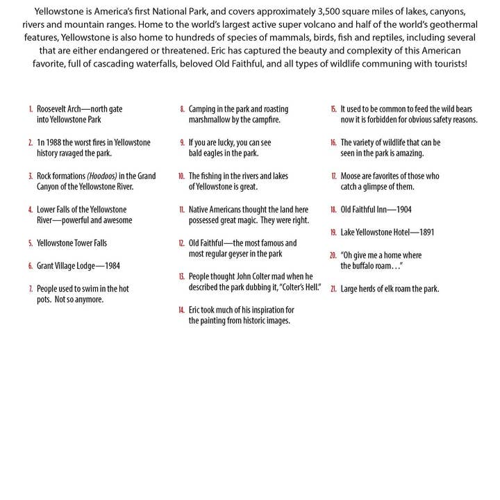 Boardwalk Puzzle Company - Wholesale Puzzle - Adult - Yellowstone National Park - 500 Piece3