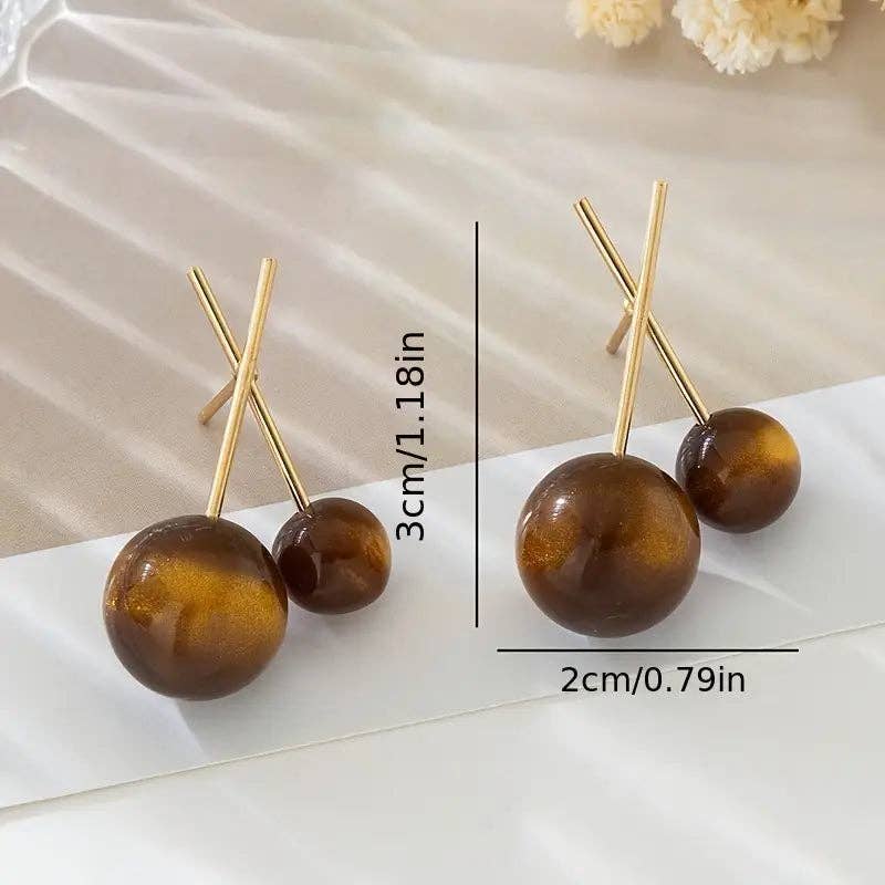 Huis Van Merken – wholesale Dangle earrings – Resin Stud Earrings - Taupe Mocha Geometric Fashion1