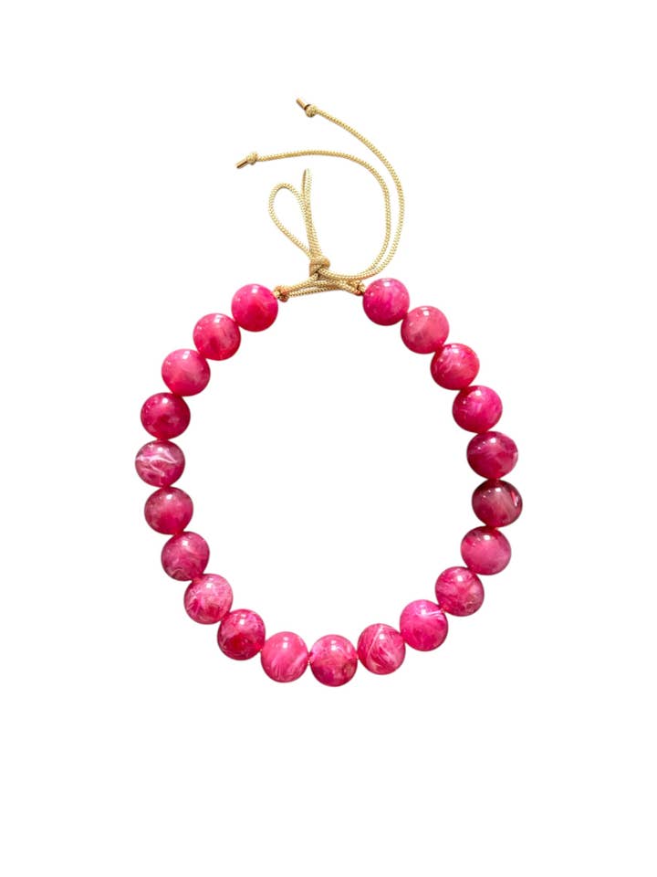 Chunky Perlehalskæde - Fuchsia 18mm for engroshandel hos KMs GEMs