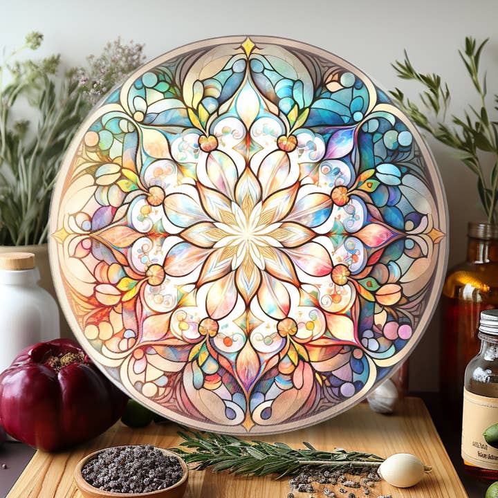 Fernville Creations - Wholesale Cutting Board - Mandala Charcuterie Board Tempered Glass Kitchen Decor